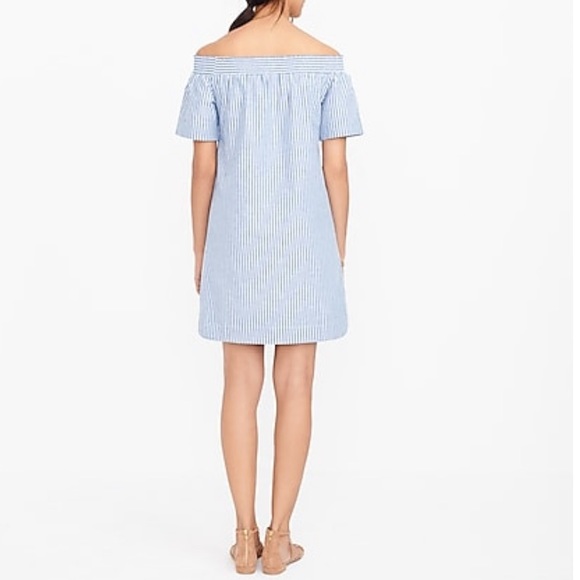 JCrew Striped Off The Shoulder Dress - Picture 5 of 8